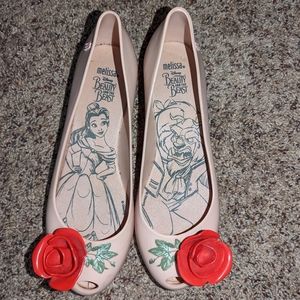 MELISSA Beauty and the Beast peep-toe flats US SIZE 8